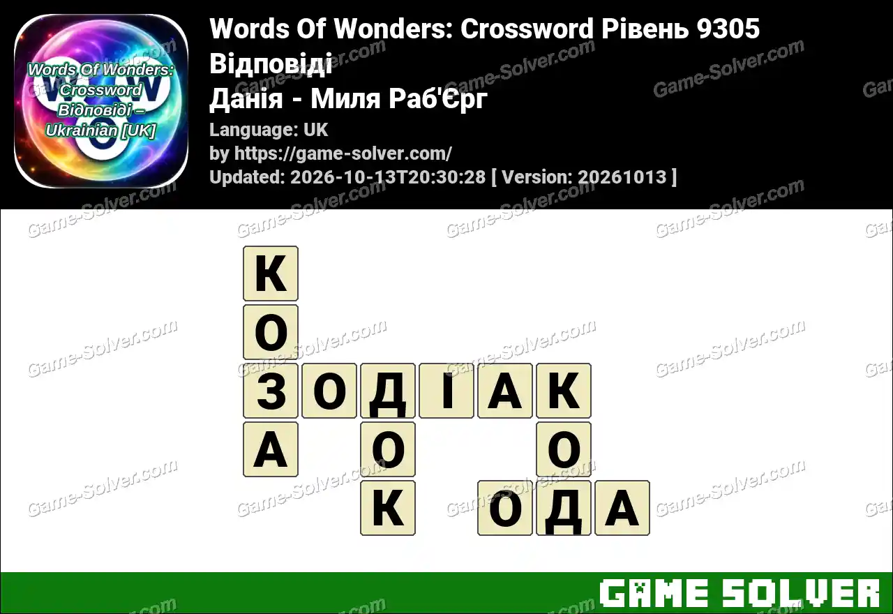 Words Of Wonders: Crossword Рівень 9305 Відповіді – Данія – Миля Раб’Єрг